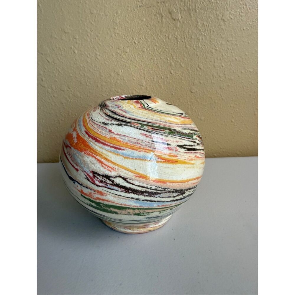 Signed Studio Pottery Vase Tom Witt Kler 2007 Marbled Ceramic